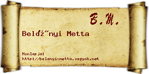 Belányi Metta névjegykártya